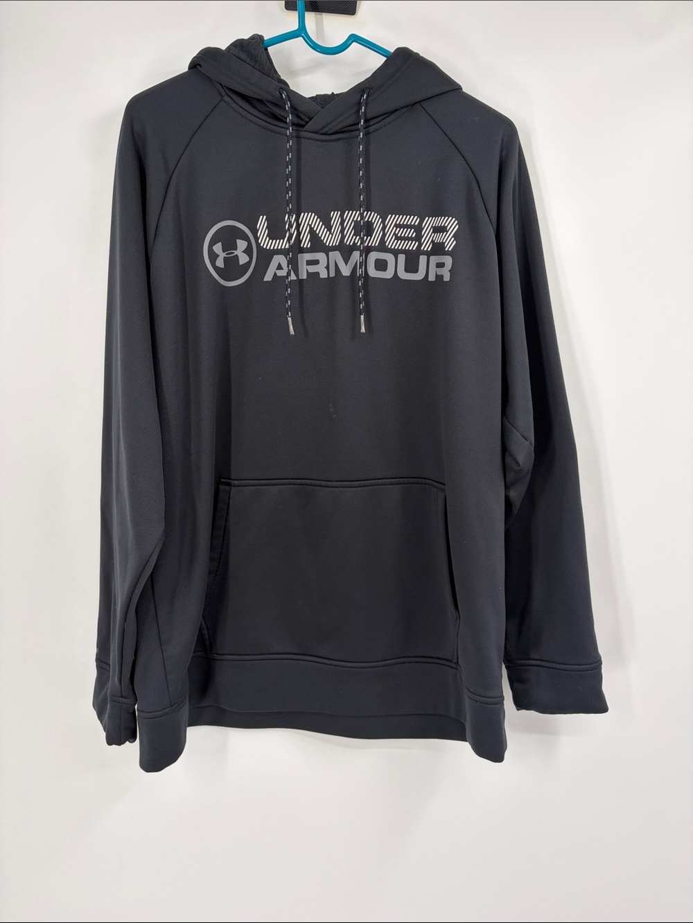 Under Armour Black Pullover Hooded Sweatshirt Loose Fit Coldgear Size Large